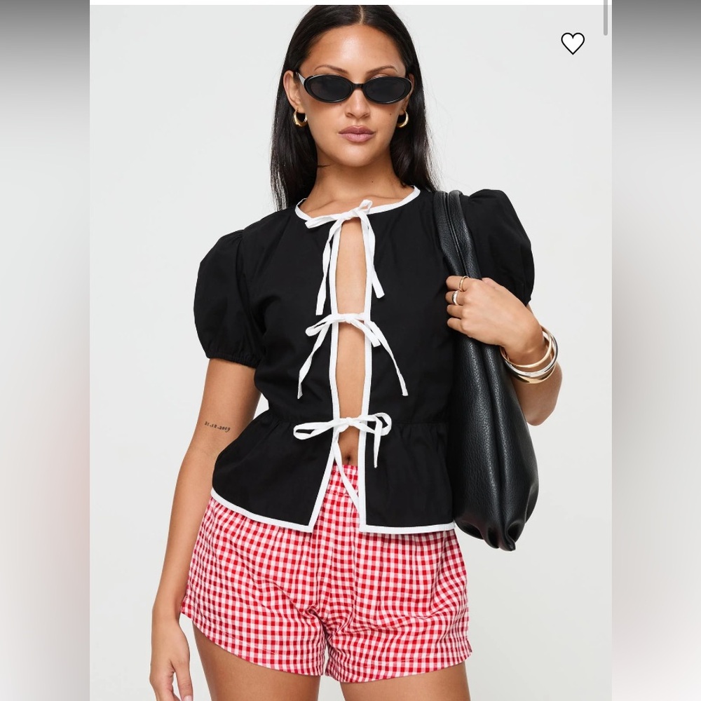 Motel Rocks Black Tie-Front Blouse